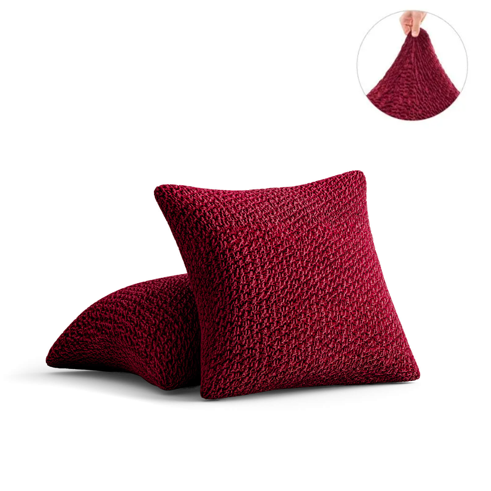 Set Of 2 Velvet Cushion Covers - Bordeaux, Velvet